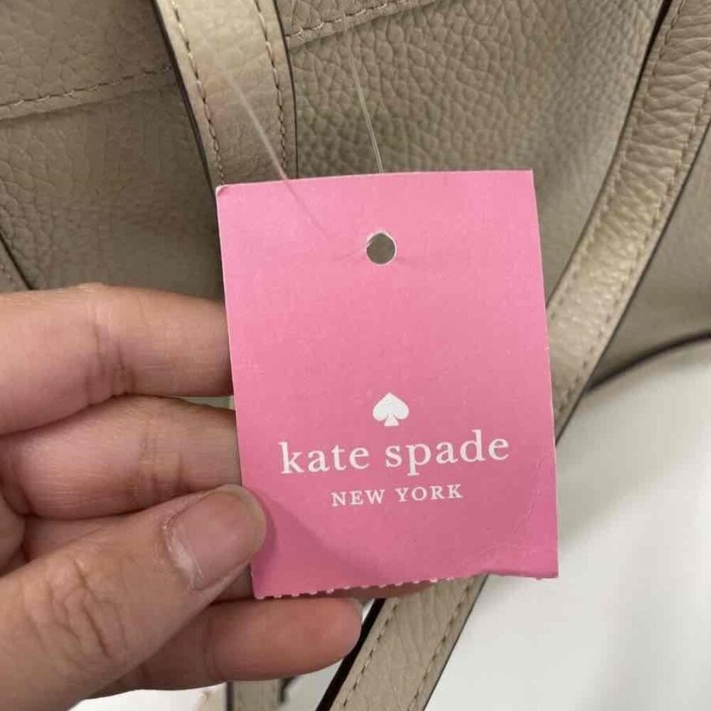 NWT Kate Spade Leila Leather Flap Backpack Faux Shearling in Light Sand - Picture 3 of 9
